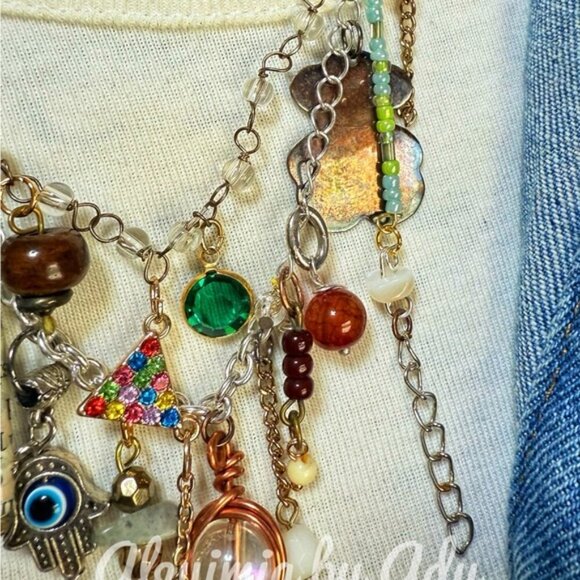 Handmade colorful eclectic charms necklace - Picture 6 of 6